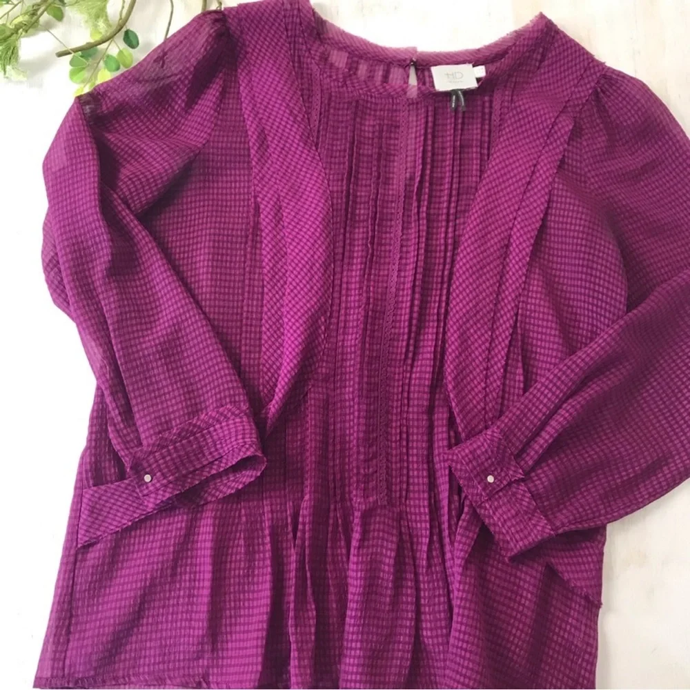 Anthro HD in Paris Purple sheer work tunic size 6 - Picture 5 of 8